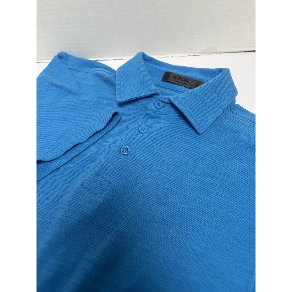 G/FORE Clubhouse Slub 100% Cotton Slim Fit Cerul Blue Golf Polo Shirt Size Small